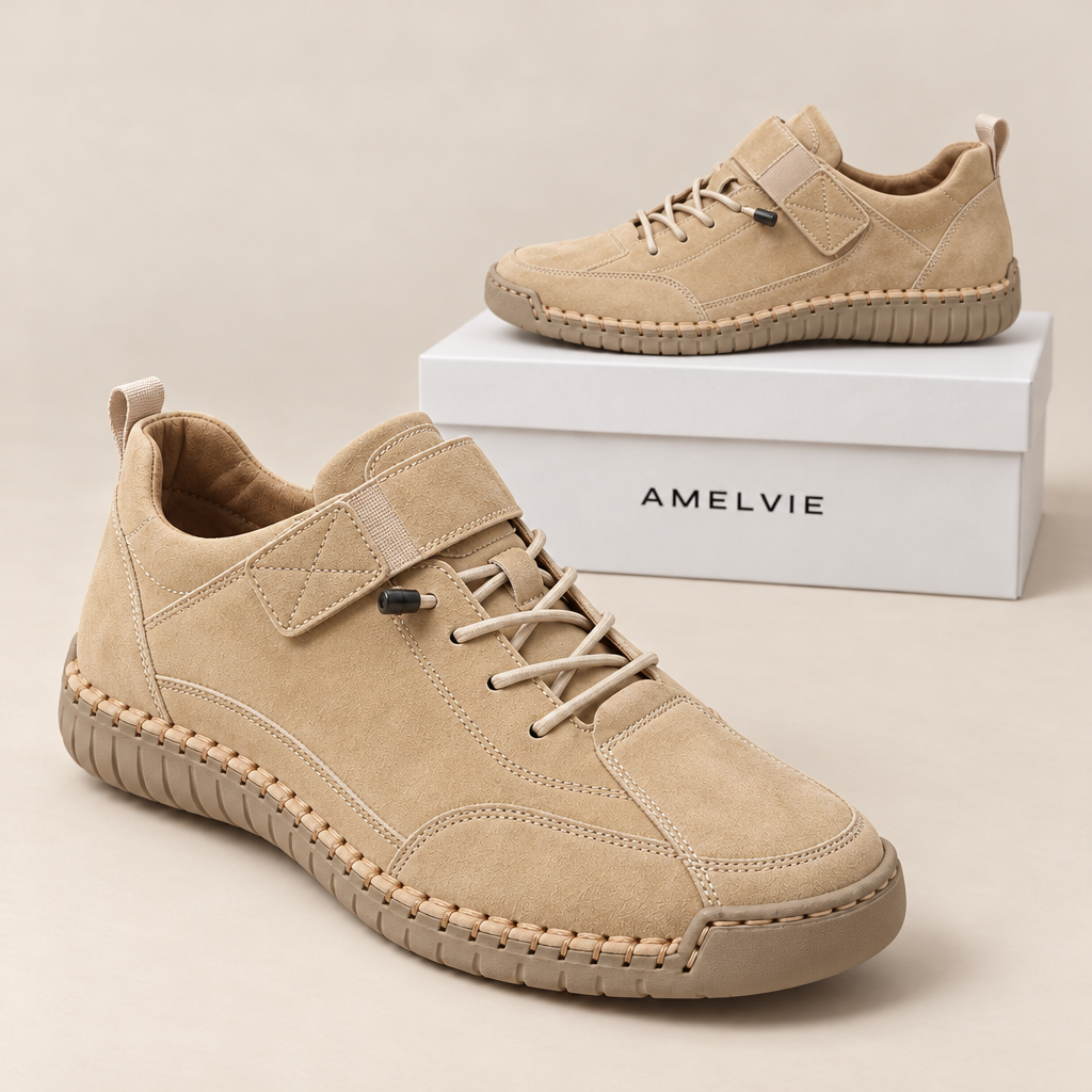Sneaker Nora in Beige mit Klettriemen