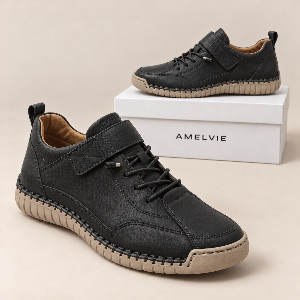Sneaker Nora in Schwarz / Beige mit Klettriemen