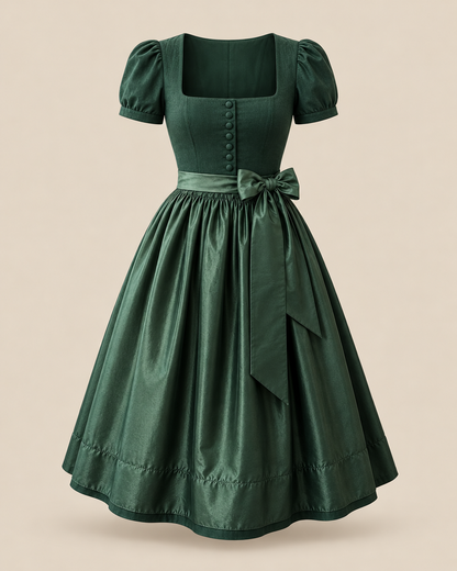 Dirndlkleid in Jägergrün mit Schleife – Produktfoto Vorderseite