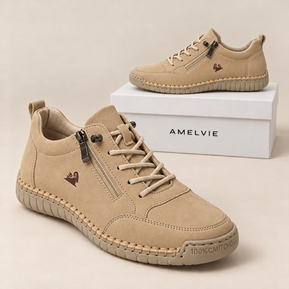 Sneaker Lina in Khaki mit Reißverschluss