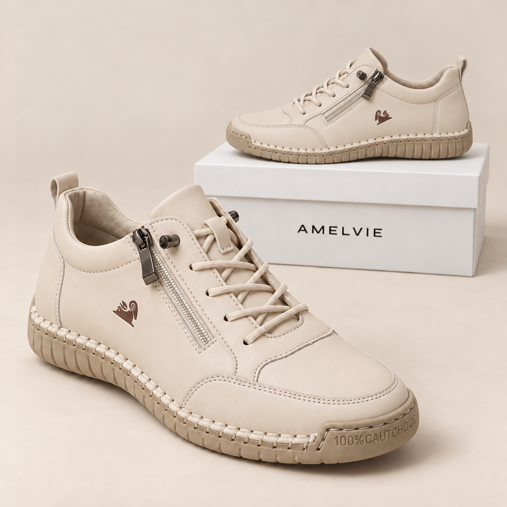 Sneaker Lina in Sand beige mit Reißverschluss