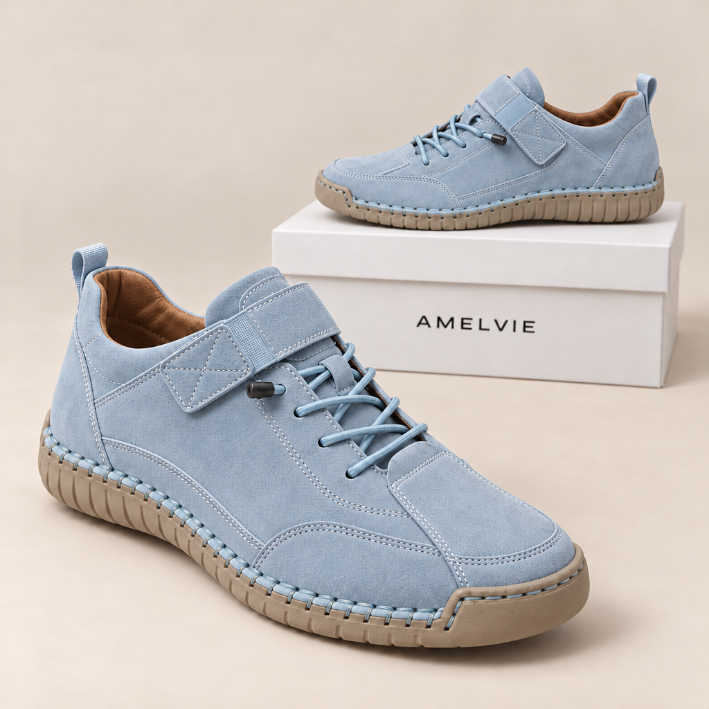 Sneaker Nora in Hellblau mit Klettriemen