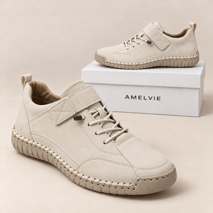 Sneaker Nora in Sandbeige mit Klettriemen